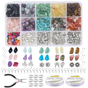 933pcs Mixed Gemstone Beads and Silver Pendant